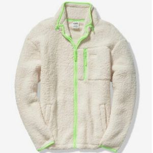 Victoria's Secret PINK Frosted Neon Trim Sherpa Full Zip Jacket